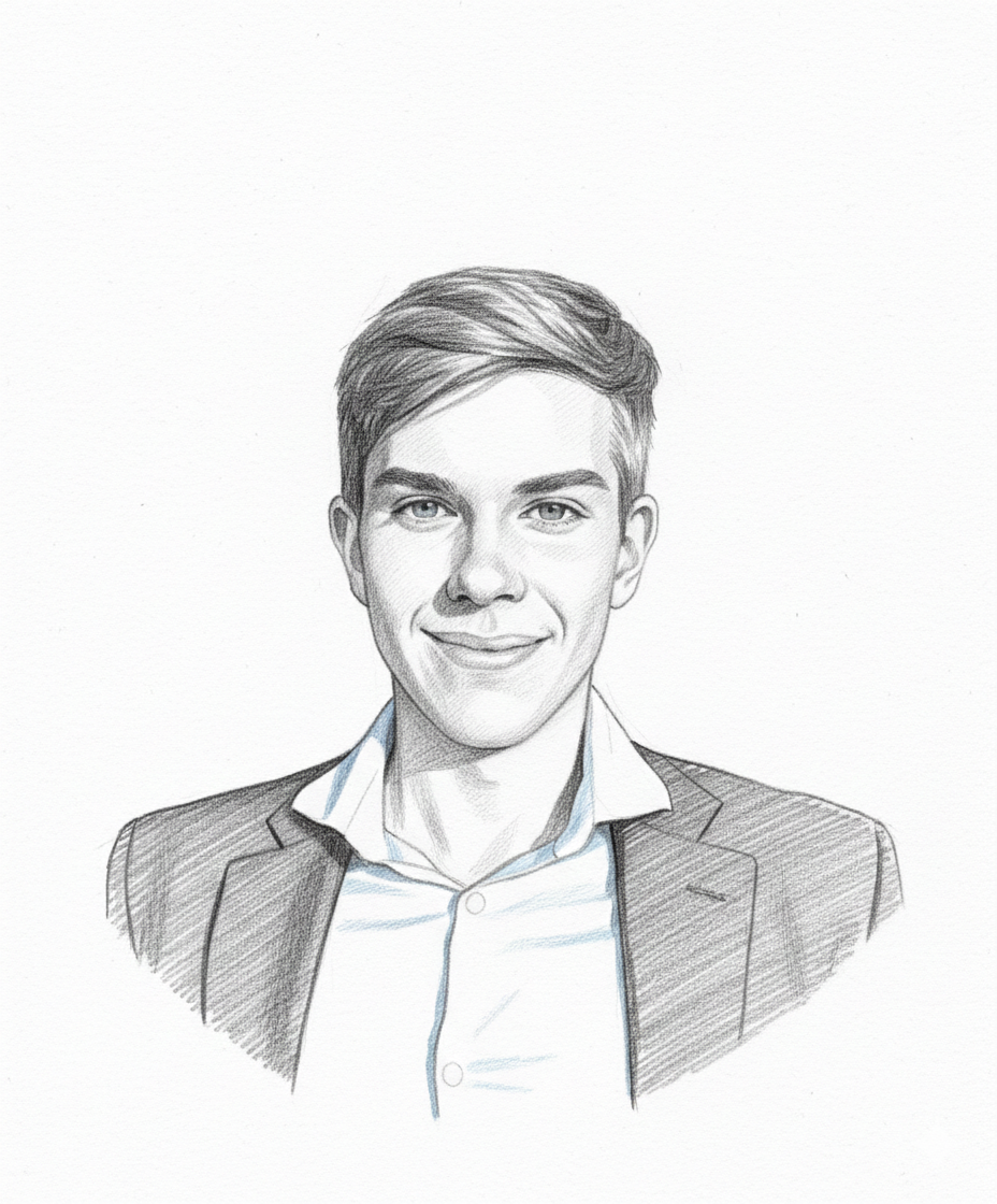 Pencil sketch portrait of Alex Figura