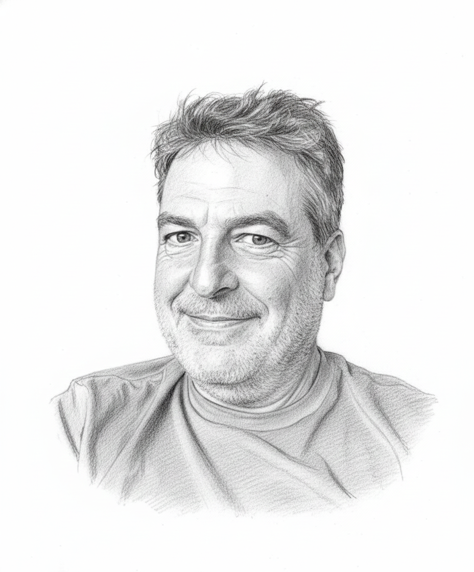 Pencil sketch portrait of Barak Cohen